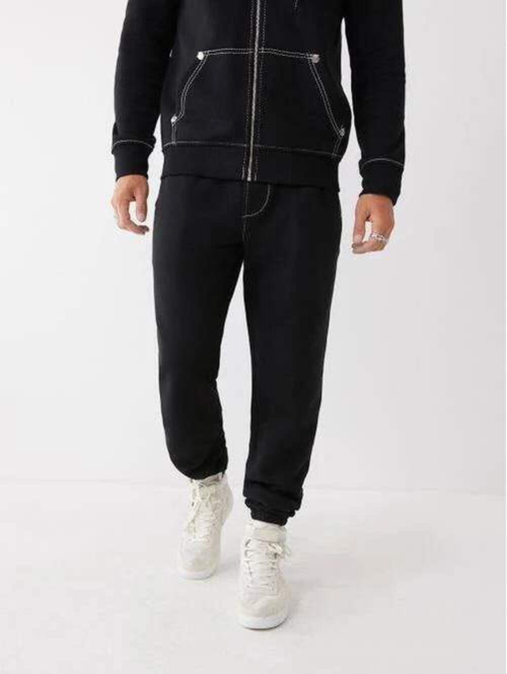 NWT True Religion Big T MR Jogger Sweatpants Jet Black Size Medium 29” Inseam